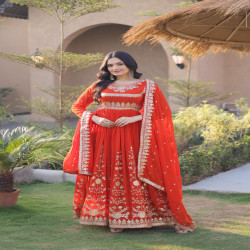 Royal Zari & Sequin Embroidered Georgette Gown with Dupatta